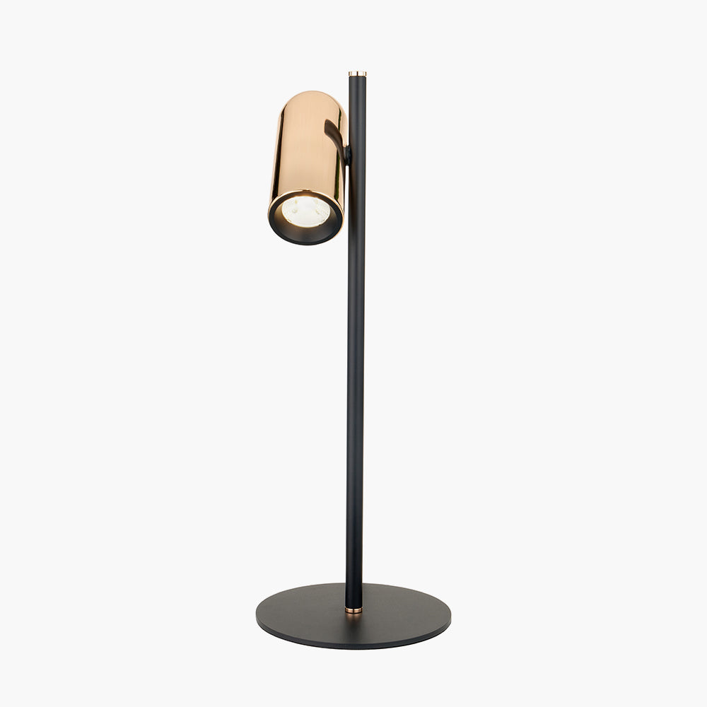 Contemporary Black and Rose Gold Metal Table Lamp - 50cm