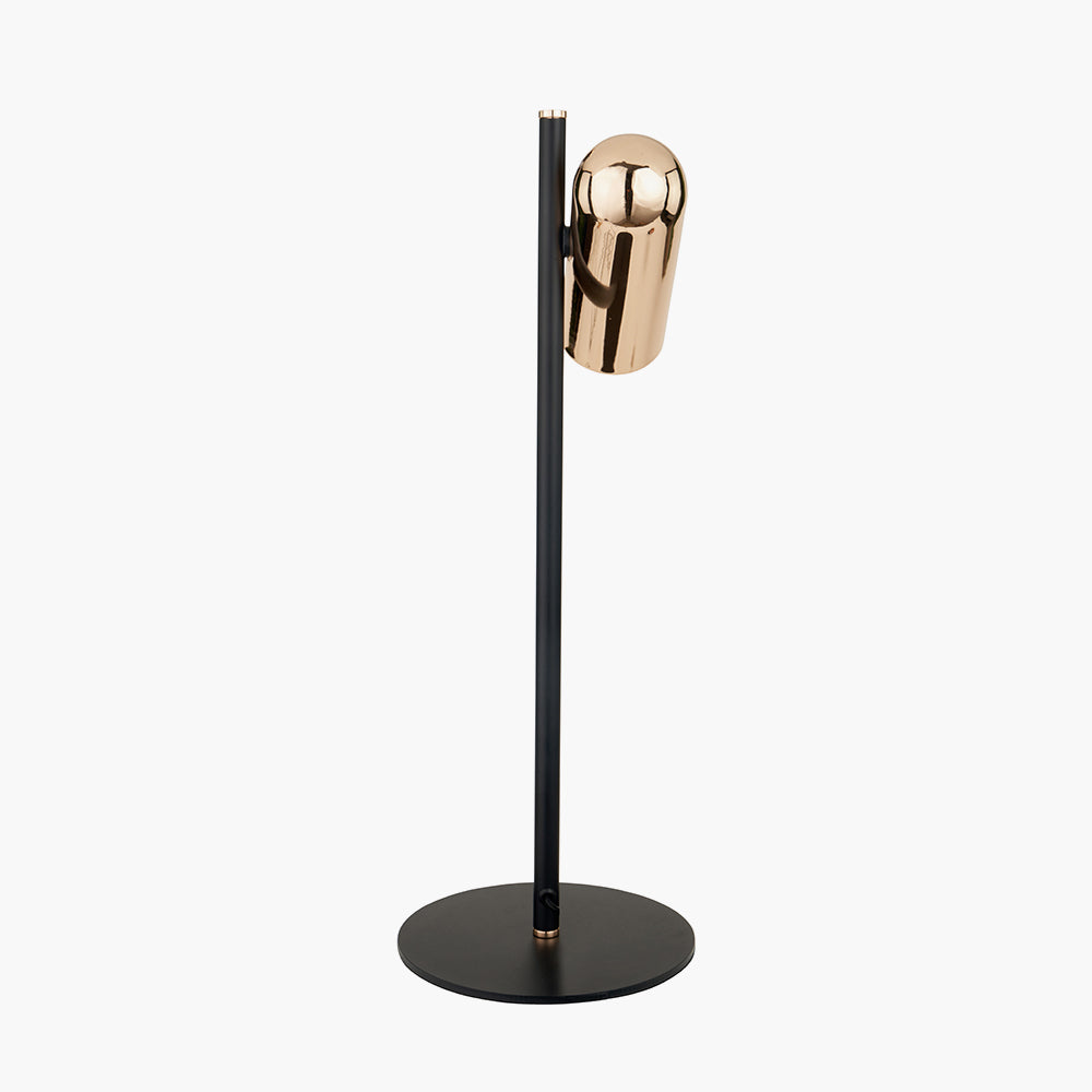 Contemporary Black and Rose Gold Metal Table Lamp - 50cm