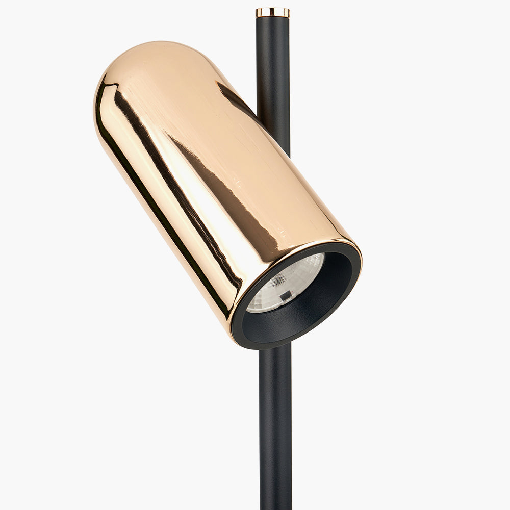 Contemporary Black and Rose Gold Metal Table Lamp - 50cm
