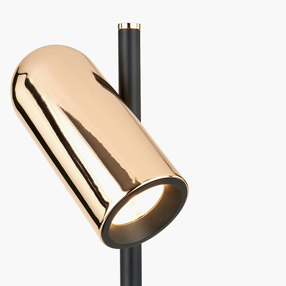 Contemporary Black and Rose Gold Metal Table Lamp - 50cm