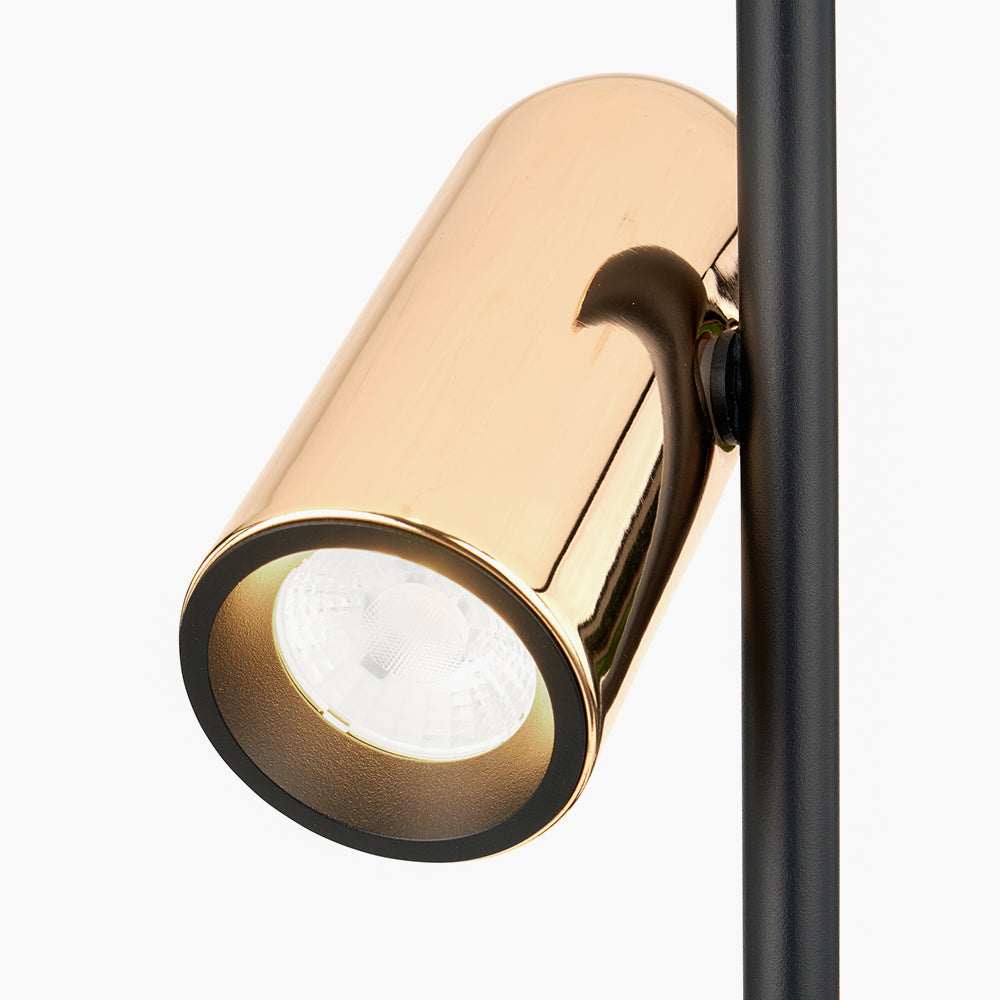 Contemporary Black and Rose Gold Metal Table Lamp - 50cm