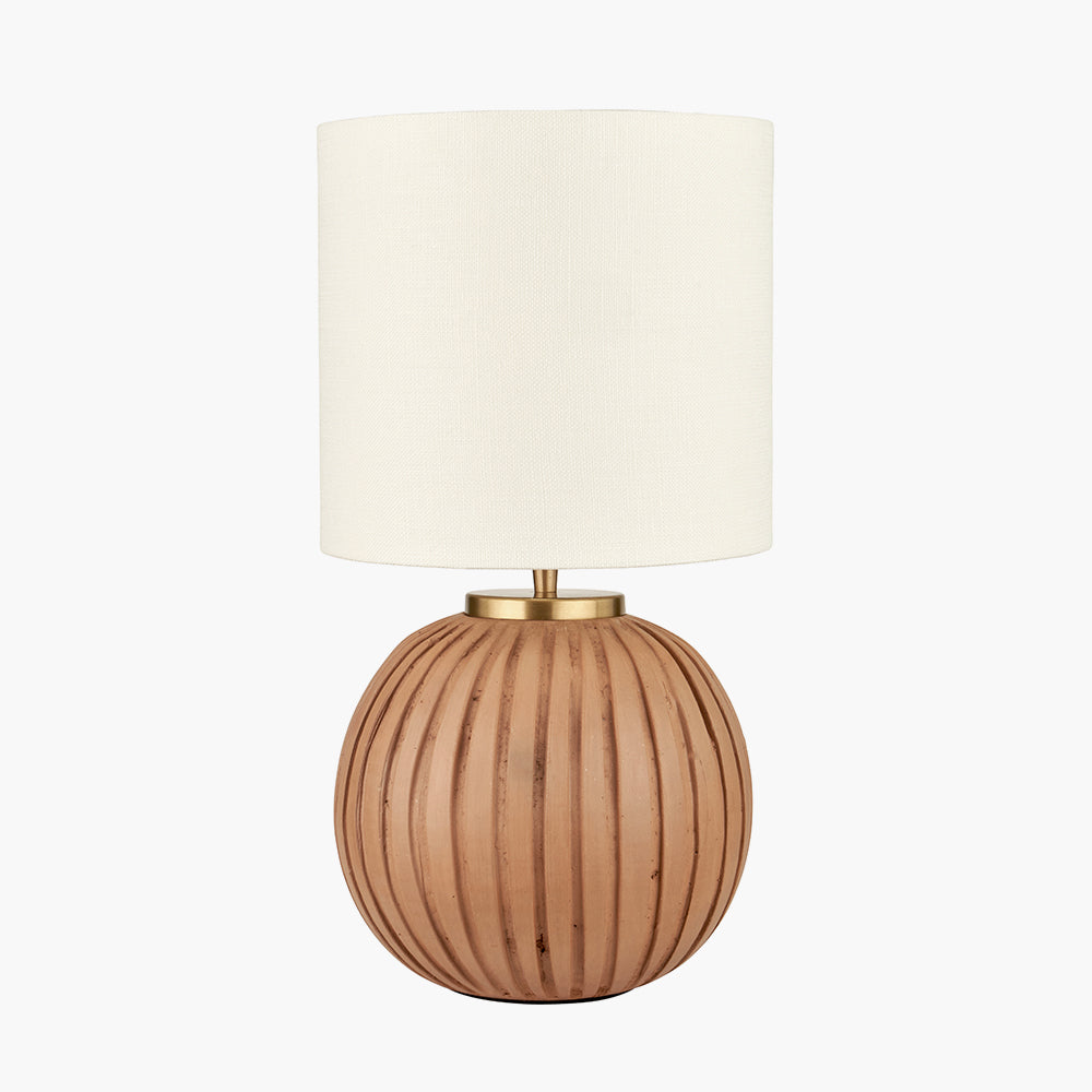 Modern Terracotta Table Lamp – Gold Detailing & Cream Linen Shade