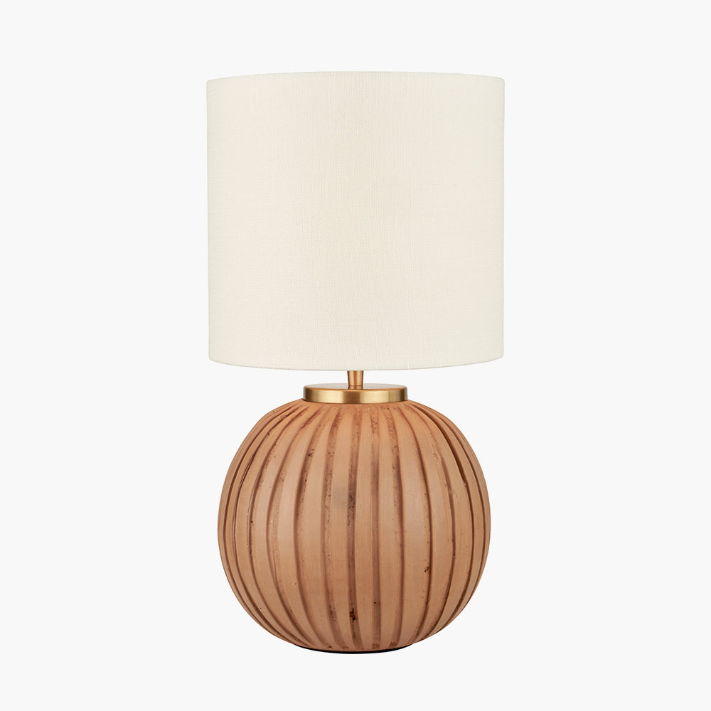 Modern Terracotta Table Lamp – Gold Detailing & Cream Linen Shade