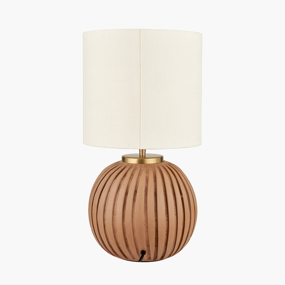 Modern Terracotta Table Lamp – Gold Detailing & Cream Linen Shade