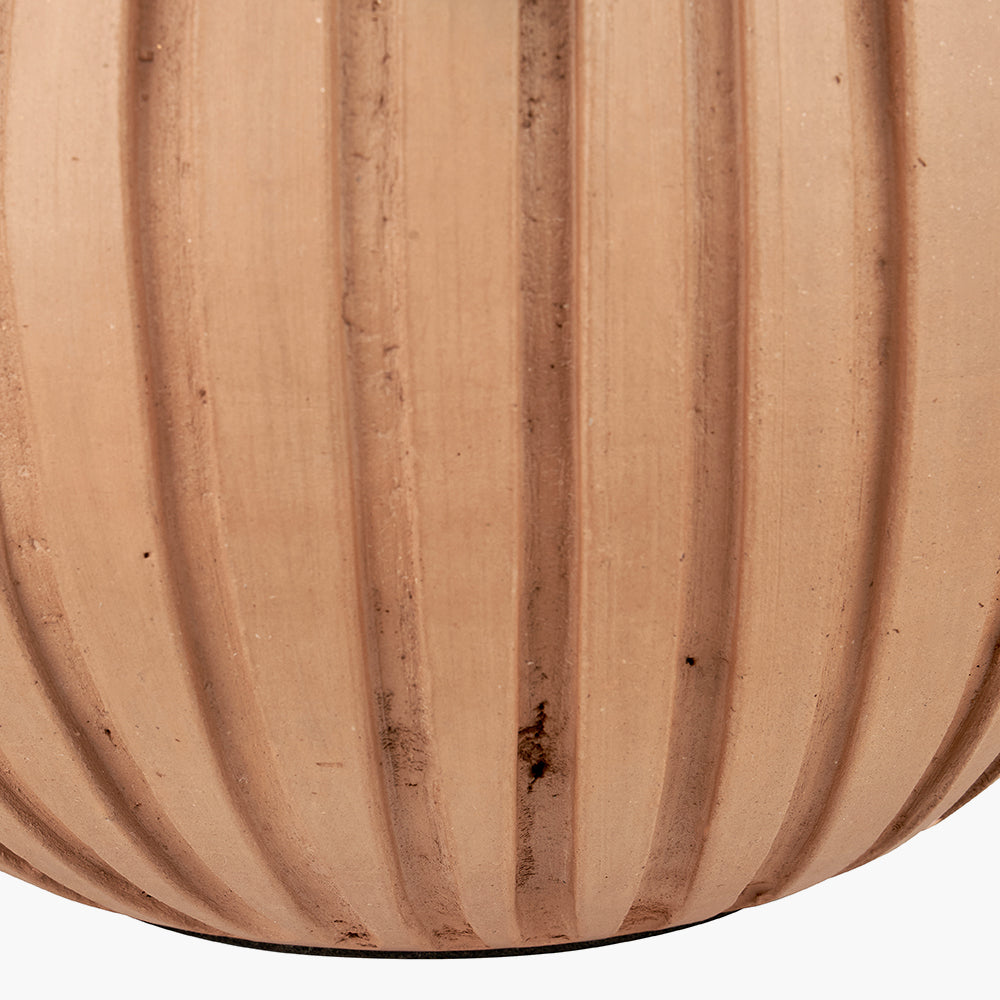 Modern Terracotta Table Lamp – Gold Detailing & Cream Linen Shade