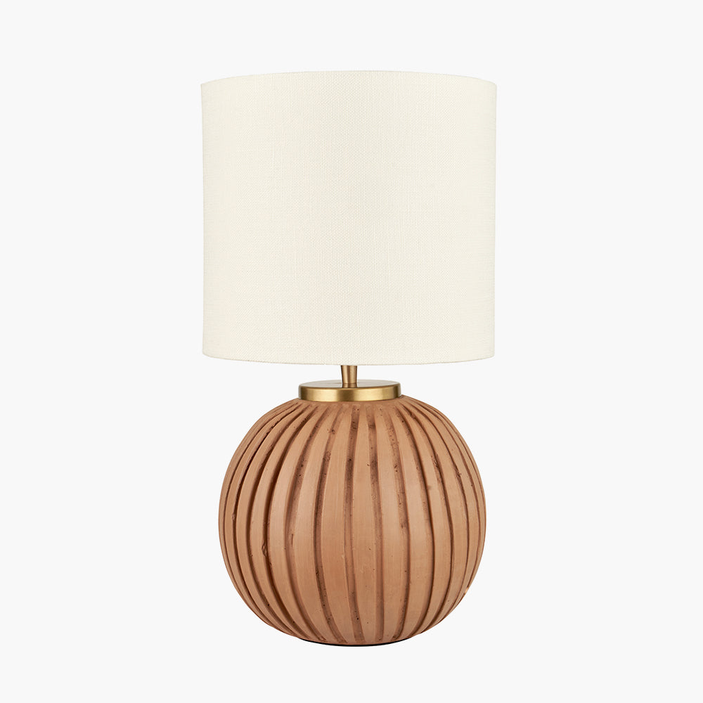 Modern Terracotta Table Lamp – Gold Detailing & Cream Linen Shade -