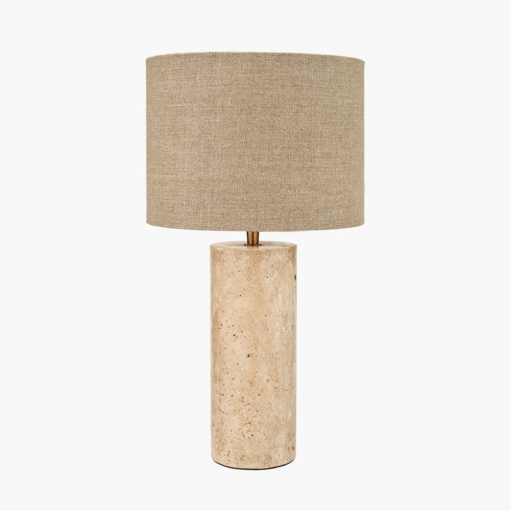 Modern Limestone Table Lamp – Textured Base & Natural Linen Shade