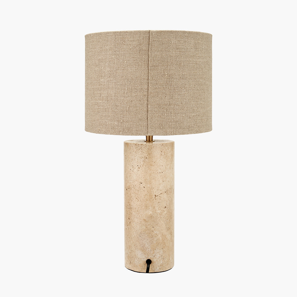 Modern Limestone Table Lamp – Textured Base & Natural Linen Shade