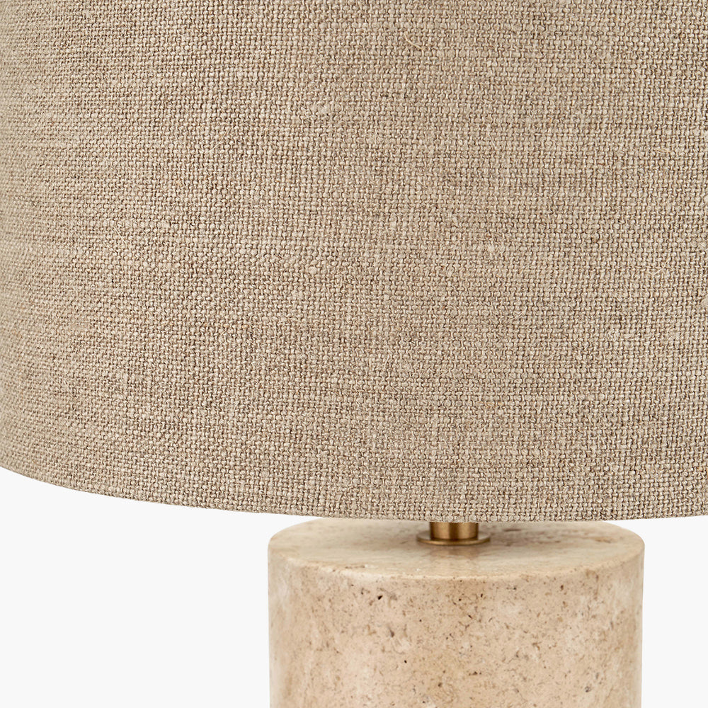 Modern Limestone Table Lamp – Textured Base & Natural Linen Shade