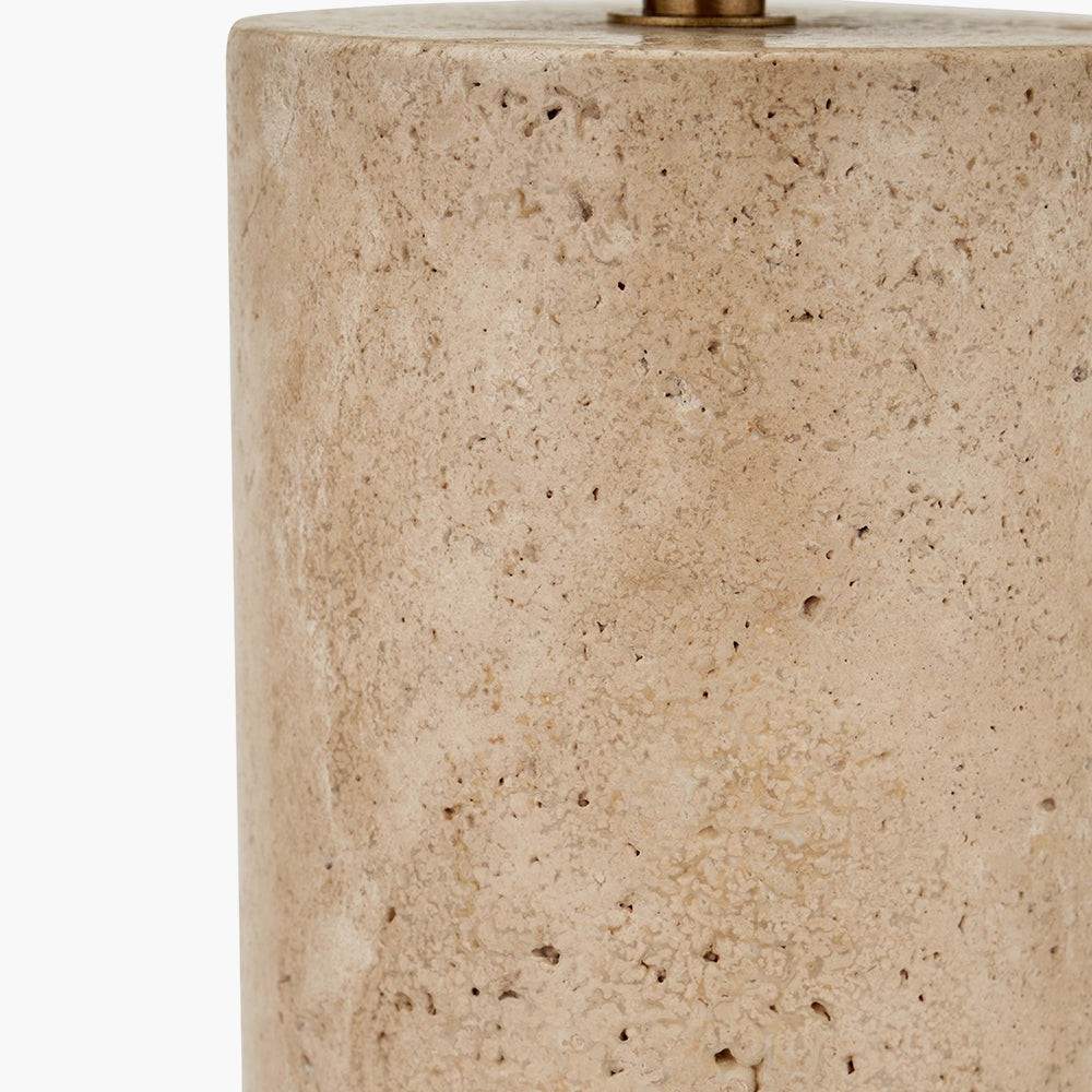 Modern Limestone Table Lamp – Textured Base & Natural Linen Shade