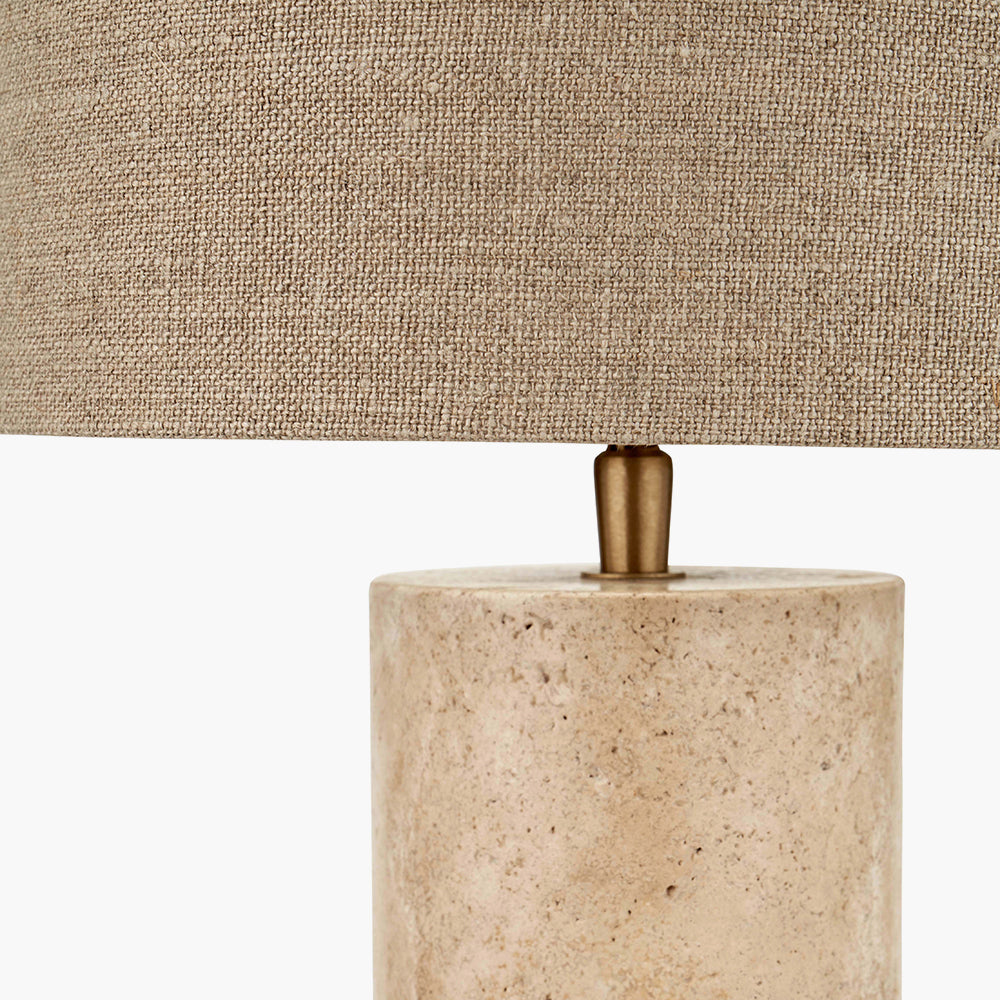 Modern Limestone Table Lamp – Textured Base & Natural Linen Shade