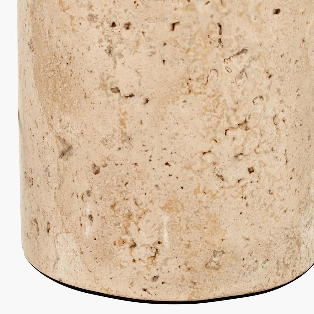 Modern Limestone Table Lamp – Textured Base & Natural Linen Shade