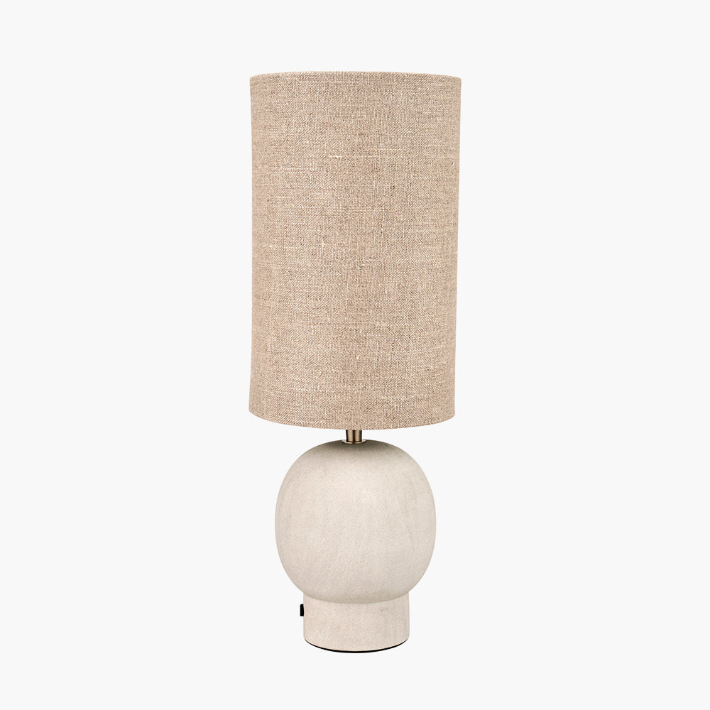 Modern Sandstone Table Lamp With Neutral Linen Shade - 48cm