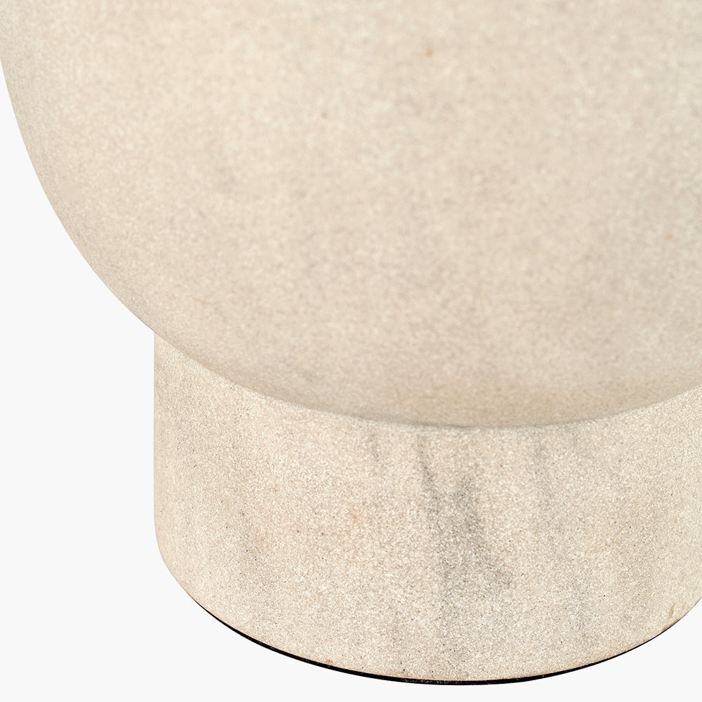 Modern Sandstone Table Lamp With Neutral Linen Shade - 48cm