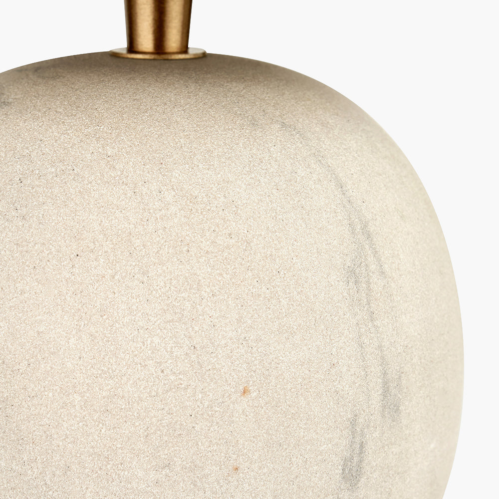 Modern Sandstone Table Lamp With Neutral Linen Shade - 48cm