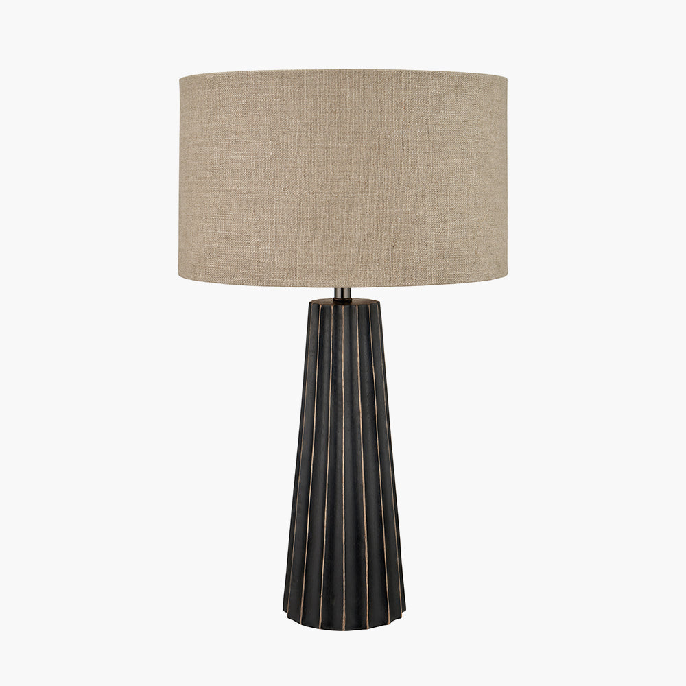Rustic Black Wash Mango Wood Table Lamp With Natural Shade - 51cm