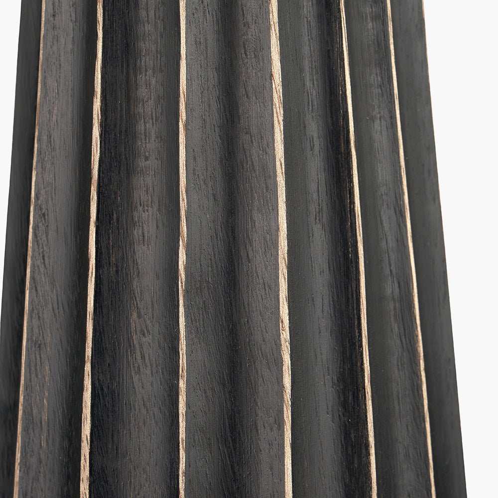Rustic Black Wash Mango Wood Table Lamp With Natural Shade - 51cm