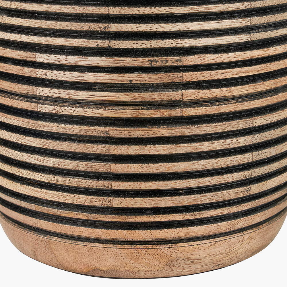 Rustic Mango Wood Table Lamp With White Linen Shade - 52cm