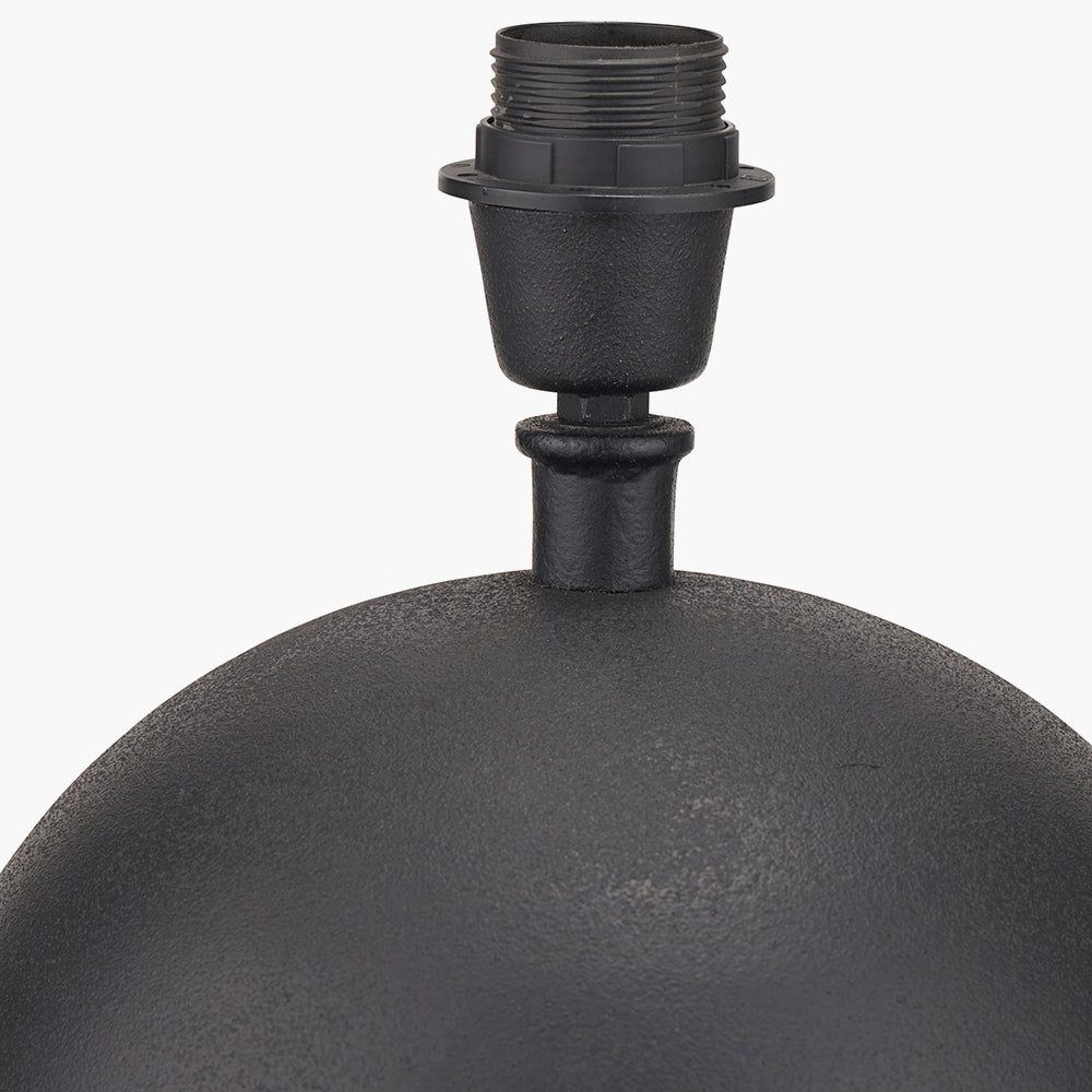 Sleek Matt Black Metal Table Lamp – Spherical Base with White Shade -