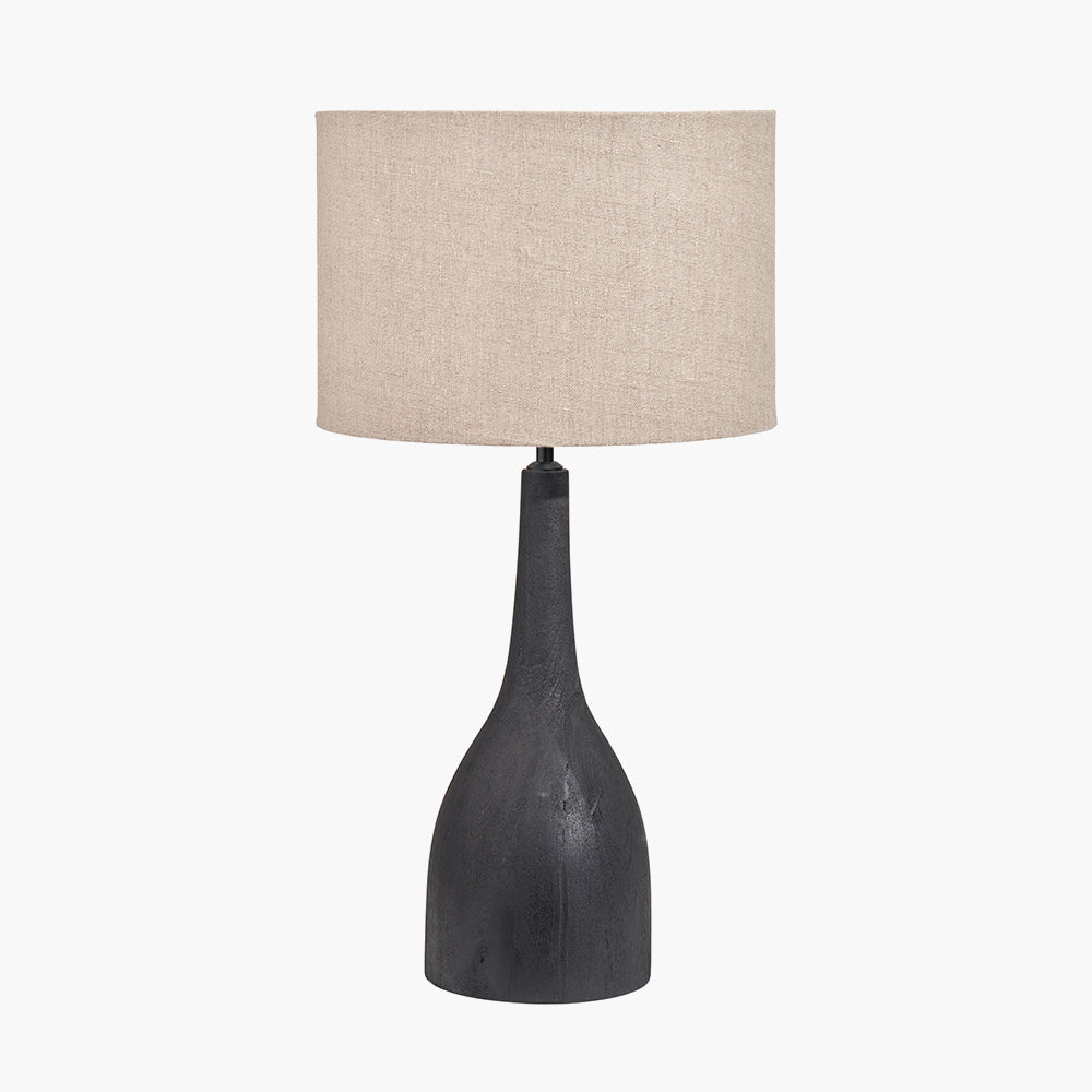 Modern Black Mango Wood Table Lamp Base – Sleek Sculptural Base