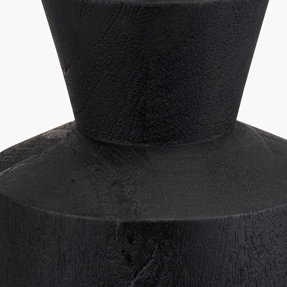 Bold Sculptural Black Mango Wood Table Lamp Base – Modern Design