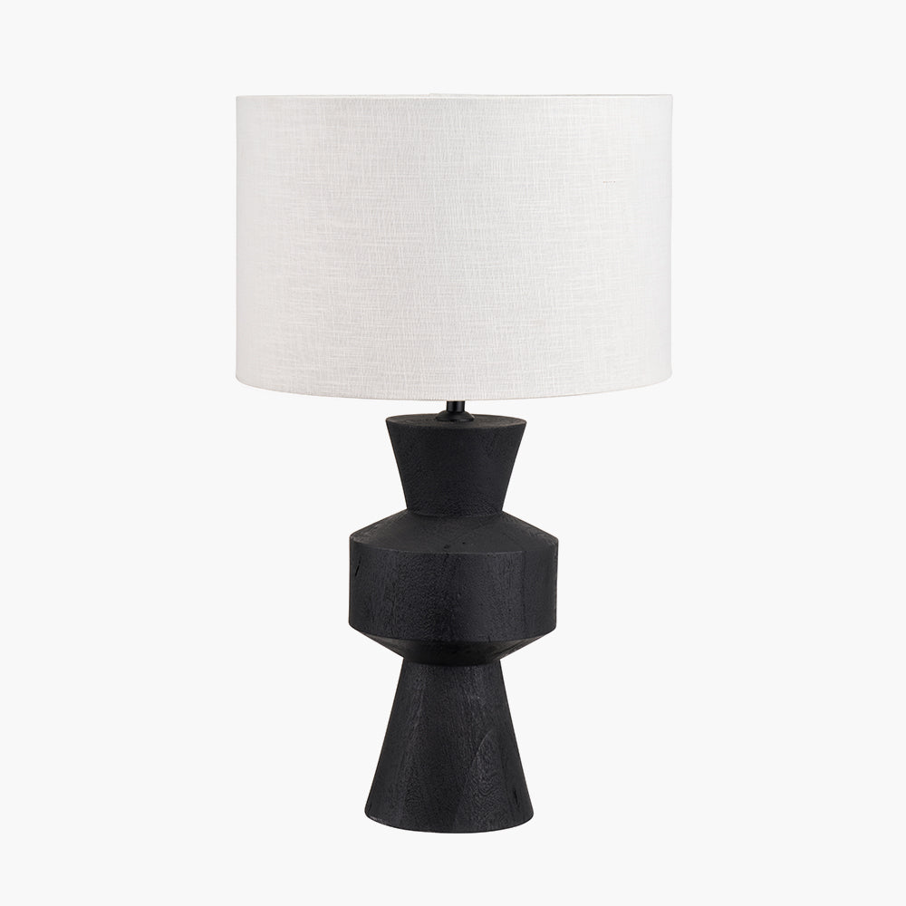 Bold Sculptural Black Mango Wood Table Lamp Base – Modern Design