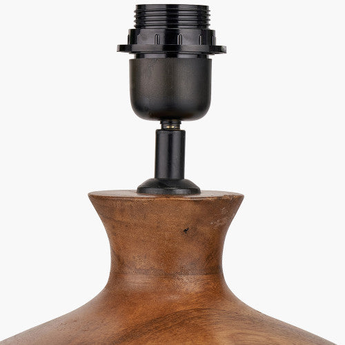 Elegant Brown Mango Wood Table Lamp Base – Oiled Finished - 36cm