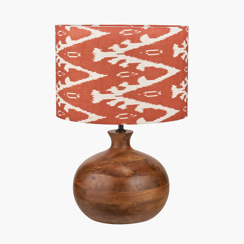 Elegant Brown Mango Wood Table Lamp Base – Oiled Finished - 36cm