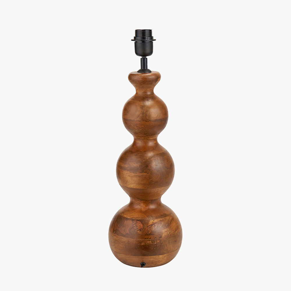 Contemporary Mango Wood Table Lamp – Sculpted Base & Brown Oiled Finish