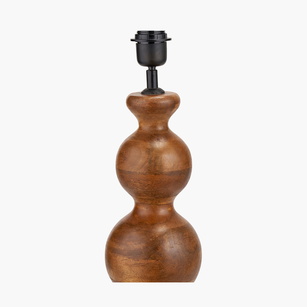 Contemporary Mango Wood Table Lamp – Sculpted Base & Brown Oiled Finish