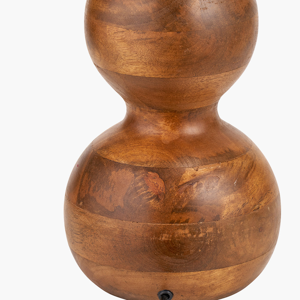 Contemporary Mango Wood Table Lamp – Sculpted Base & Brown Oiled Finish