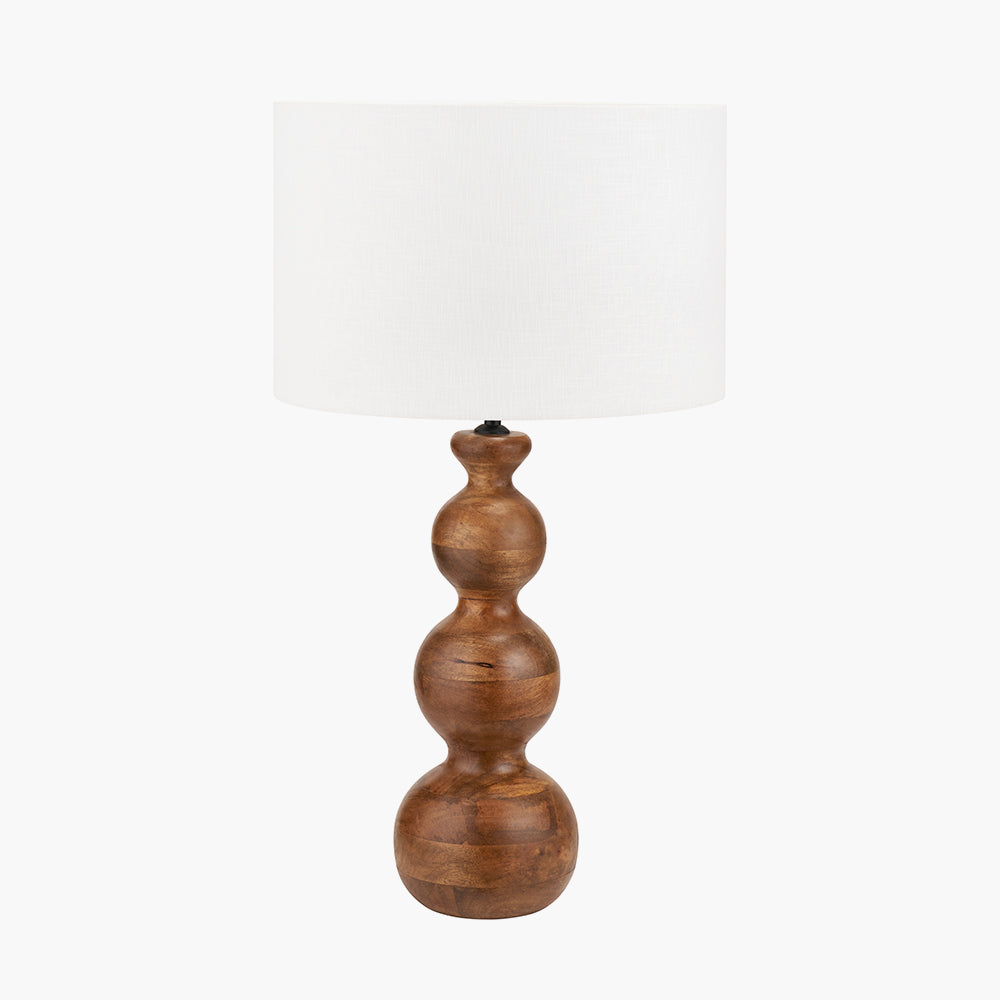 Contemporary Mango Wood Table Lamp – Sculpted Base & Brown Oiled Finish