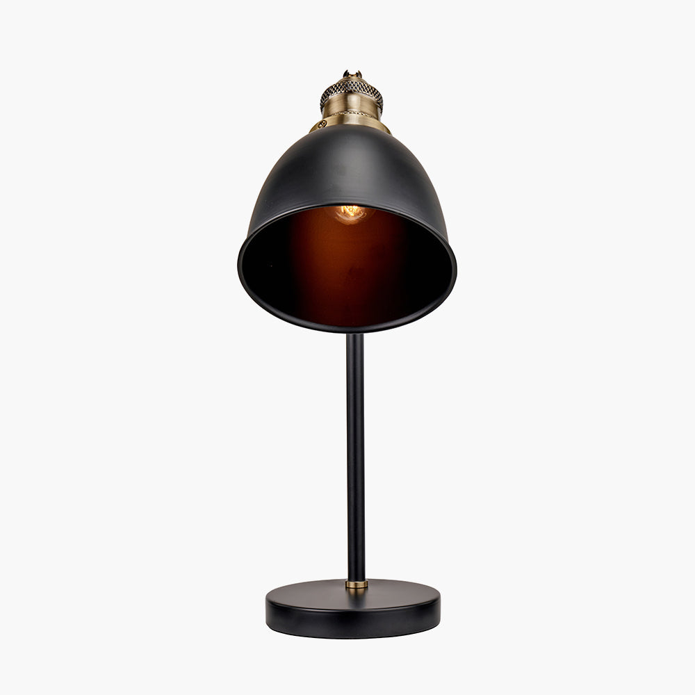 Modern Black Desk Lamp – Adjustable Metal Base & Gold Interior Shade