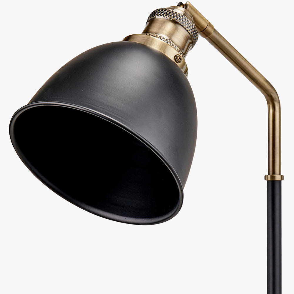 Modern Black Desk Lamp – Adjustable Metal Base & Gold Interior Shade