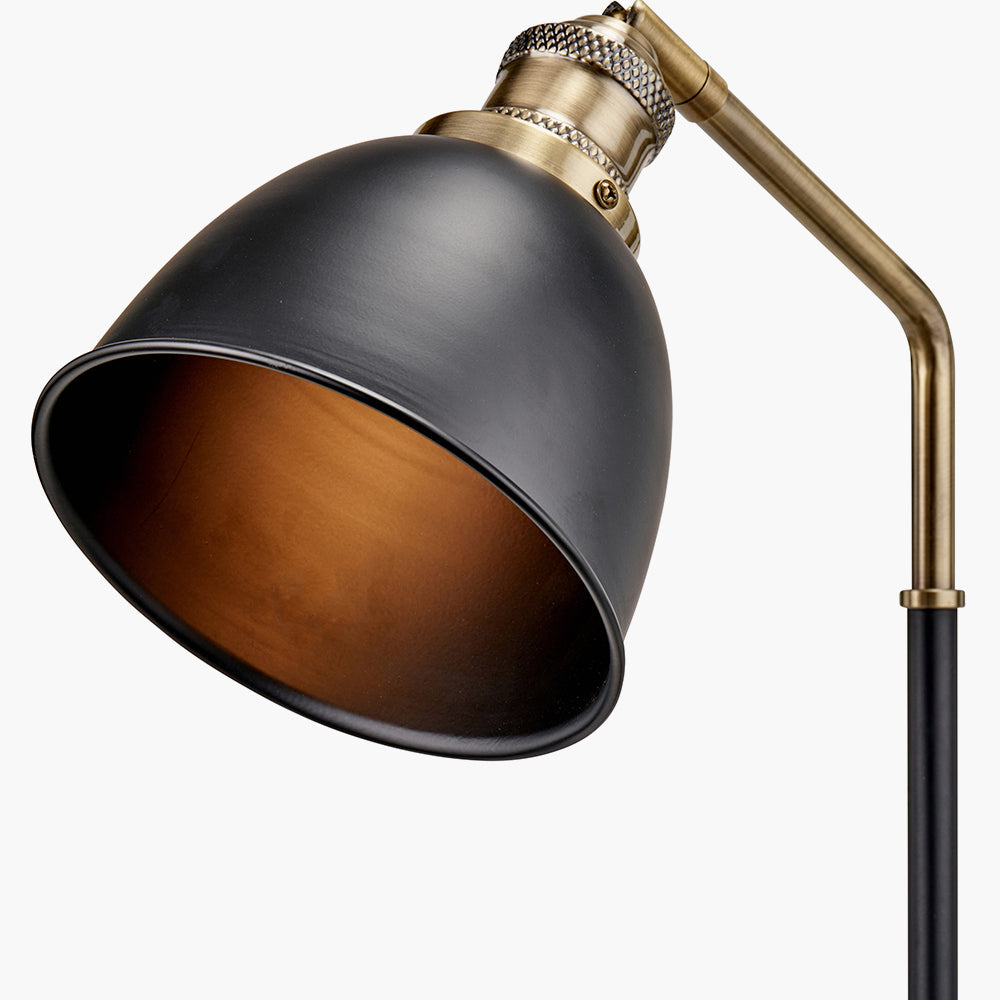 Modern Black Desk Lamp – Adjustable Metal Base & Gold Interior Shade