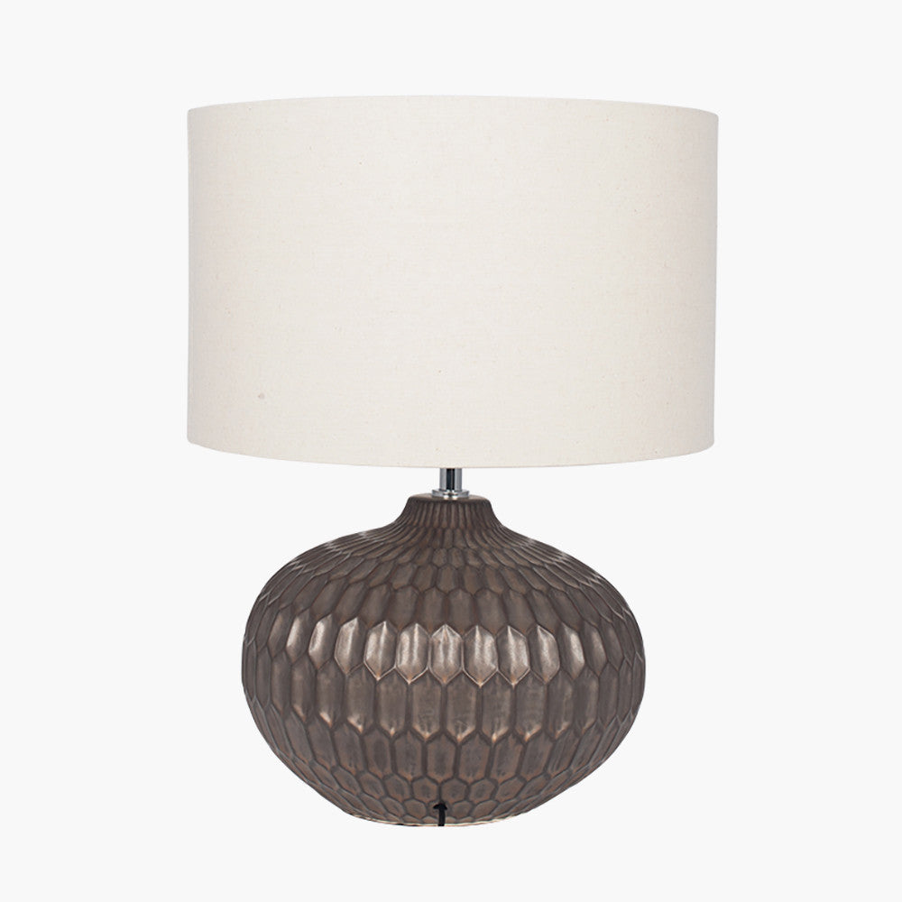 Modern Ceramic Table Lamp – Bronze Finish & Honeycomb Texture