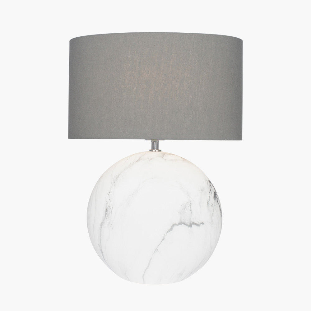 Modern Ceramic Marble Table Lamp – Round Base & Sleek Fabric Shade