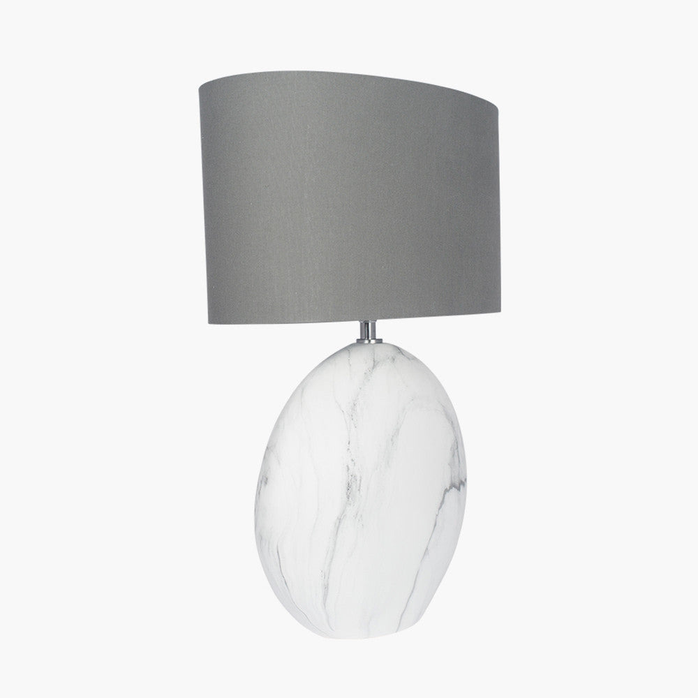 Modern Ceramic Marble Table Lamp – Round Base & Sleek Fabric Shade