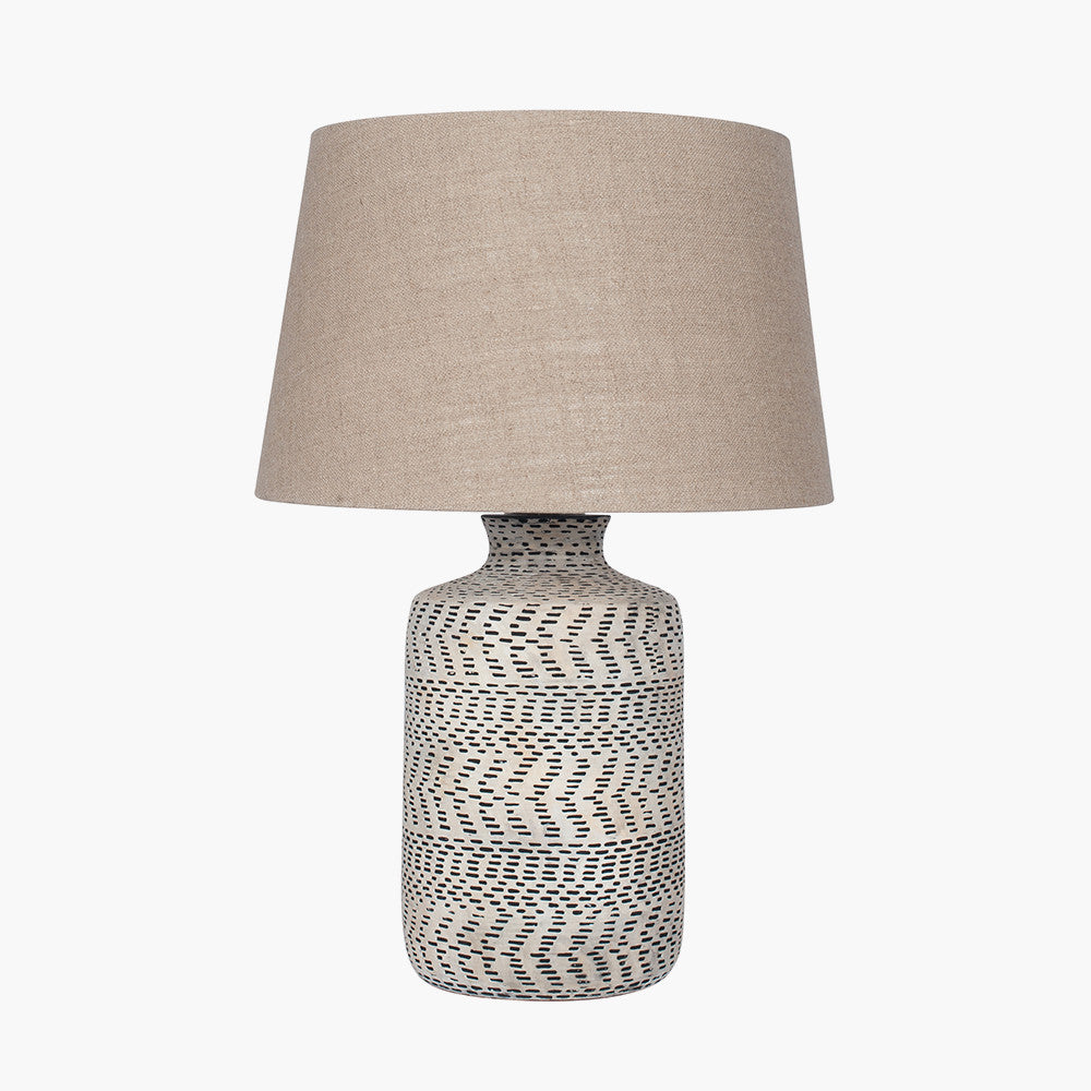 Textured Stoneware Table Lamp Base – Natural & Black