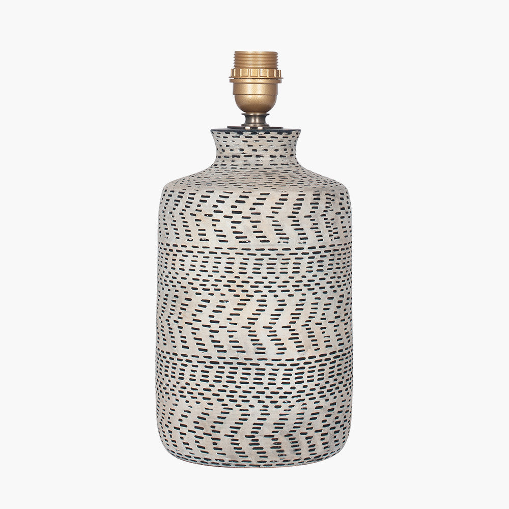 Textured Stoneware Table Lamp – Natural & Black with 60W Bulb -