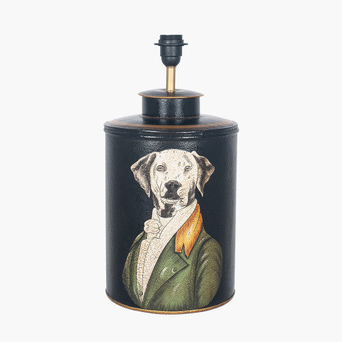 Quirky Black Metal Table Lamp Base – Dog Portrait Design