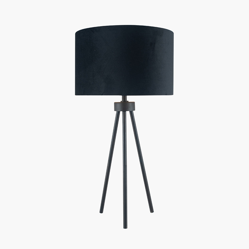 Contemporary Matt Black Tripod Table Lamp – Drum Shade & Sleek Design