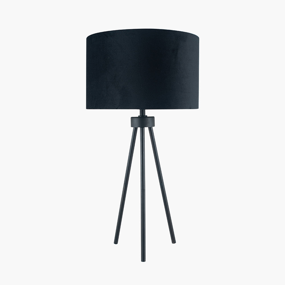 Contemporary Matt Black Tripod Table Lamp – Drum Shade & Sleek Design
