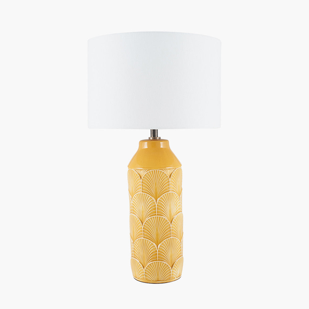 Modern Mustard Ceramic Table Lamp – Sculpted Art Deco Design