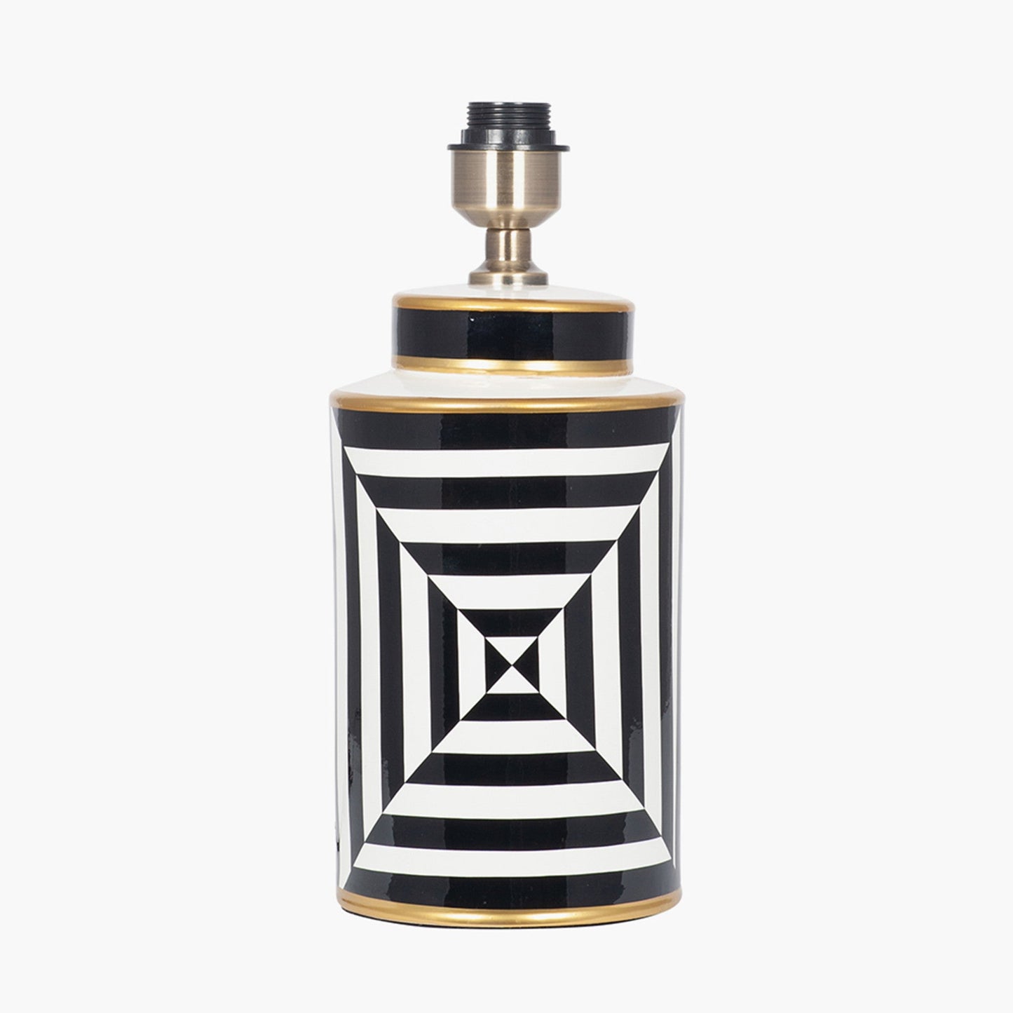 Bold Ceramic Table Lamp – Black & White Geometric Design