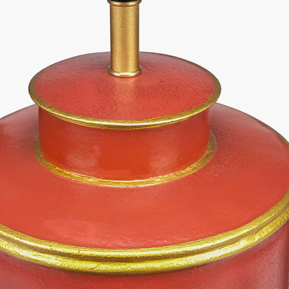 Quirky Red & Gold Dog Table Lamp Base – Hand Painted Design