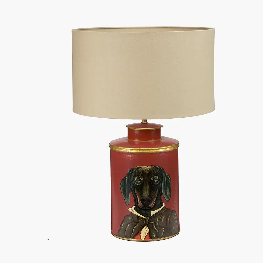 Quirky Red & Gold Dog Table Lamp Base – Hand Painted Design
