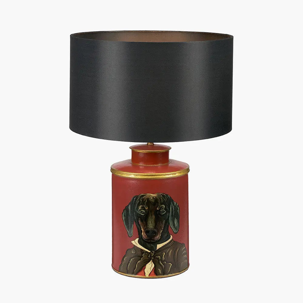 Quirky Red & Gold Dog Table Lamp Base – Hand Painted Design