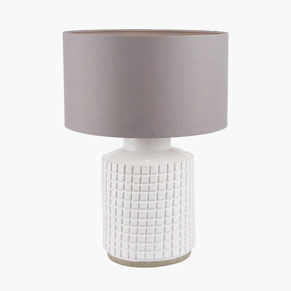 Elegant White Stoneware Lamp Base – Textured Design