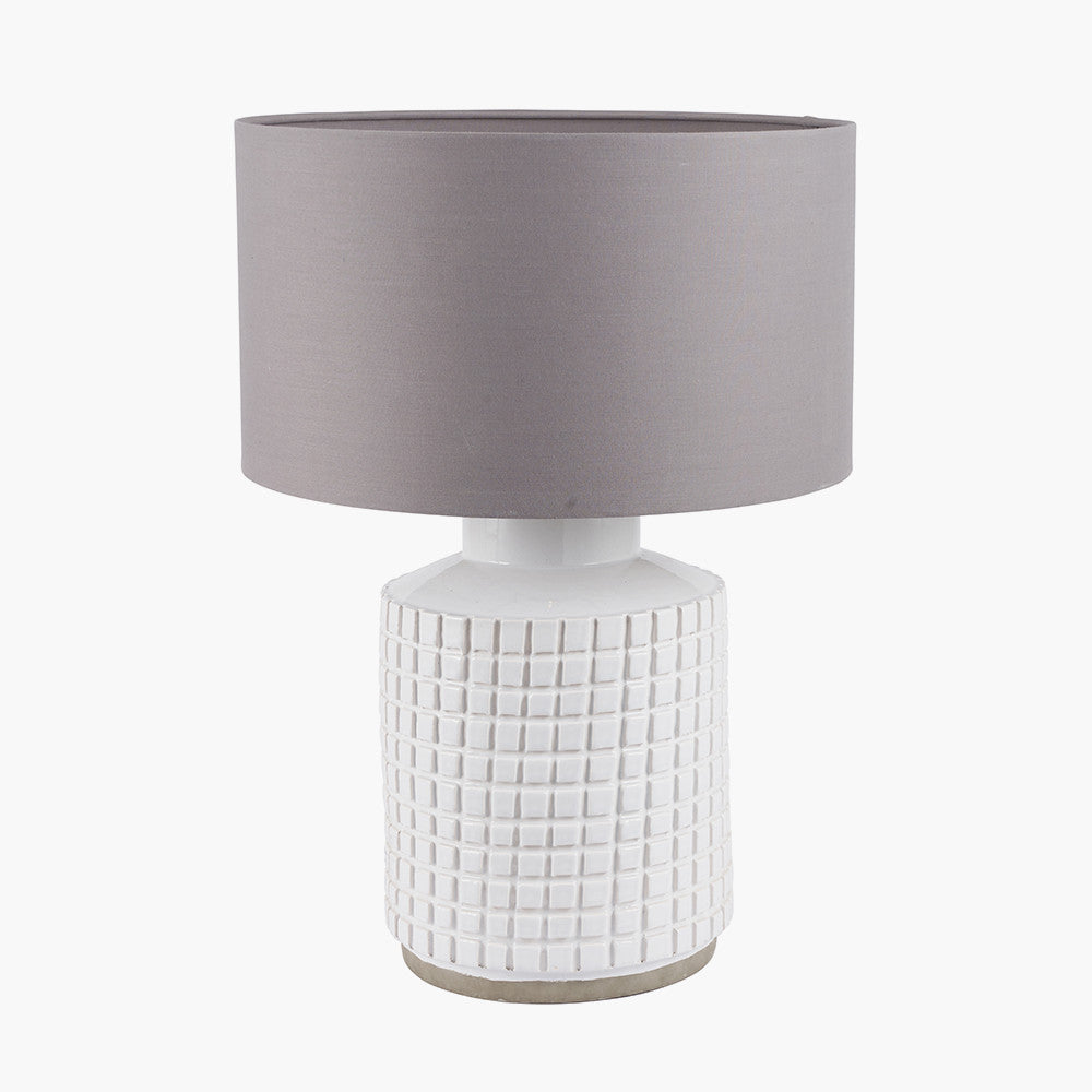 Elegant White Stoneware Lamp Base – Textured Design